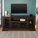 Transitional Classic 70" TV Stand For 80" TVs With 4 Glass Doors