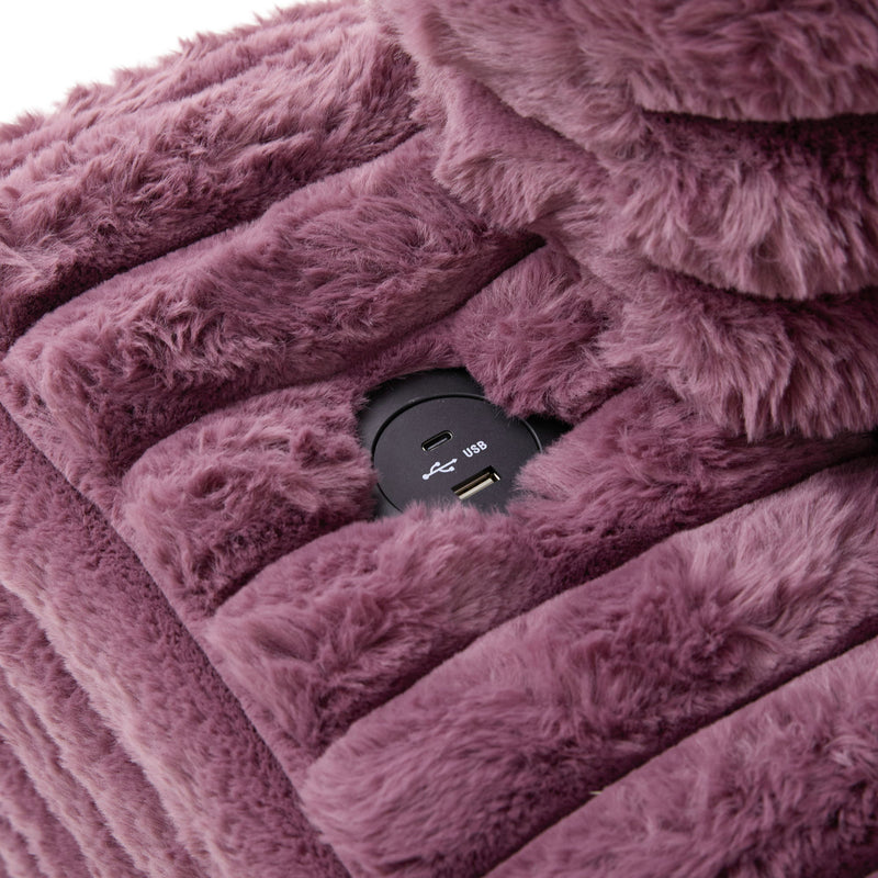 Plush Oversized Double Chaise Lounge Sofa Bed With USB Ports And Cup Holders