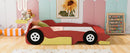Race Car-Shaped Platform Bed With Wheels