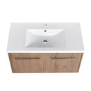 Modern Floating Bathroom Vanity With Resin Sink, Soft Close Doors
