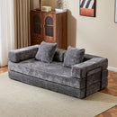 Convertible Floor Sofa Bed With Pillow Back Support Armrest