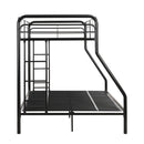 Modern Twin Over Full Metal Bunk Bed With Trundle And Dual Side Ladder And Metal Design - Black / Brown