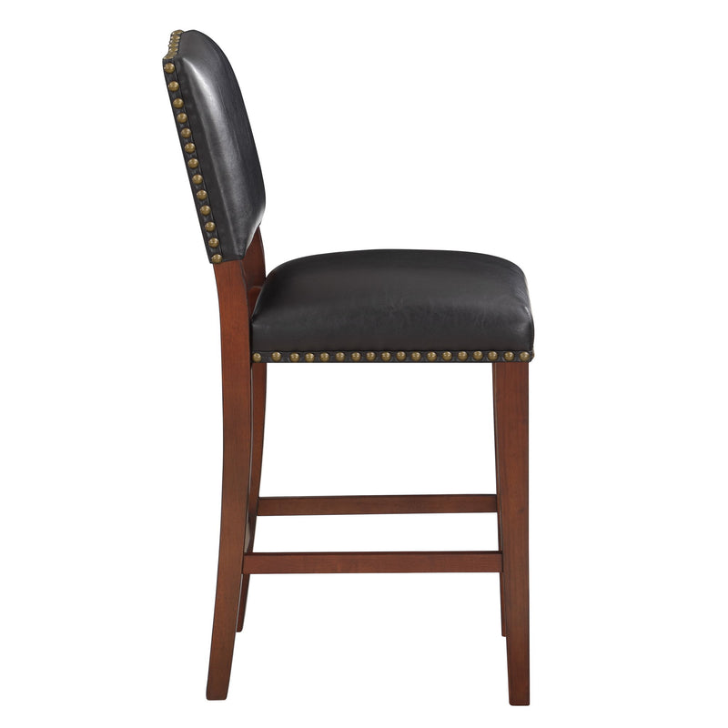 Danbers - Stationary Counter Stool With Nail Heads - Dark Brown