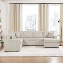 Oversized Sectional U-Shaped Sofa With Chaise Lounge And Three Soft Throw Pillows