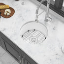 Ceramic Circular Kitchen Sink With Drain Assembly And Bottom Grid, 18" Dual Mount - White