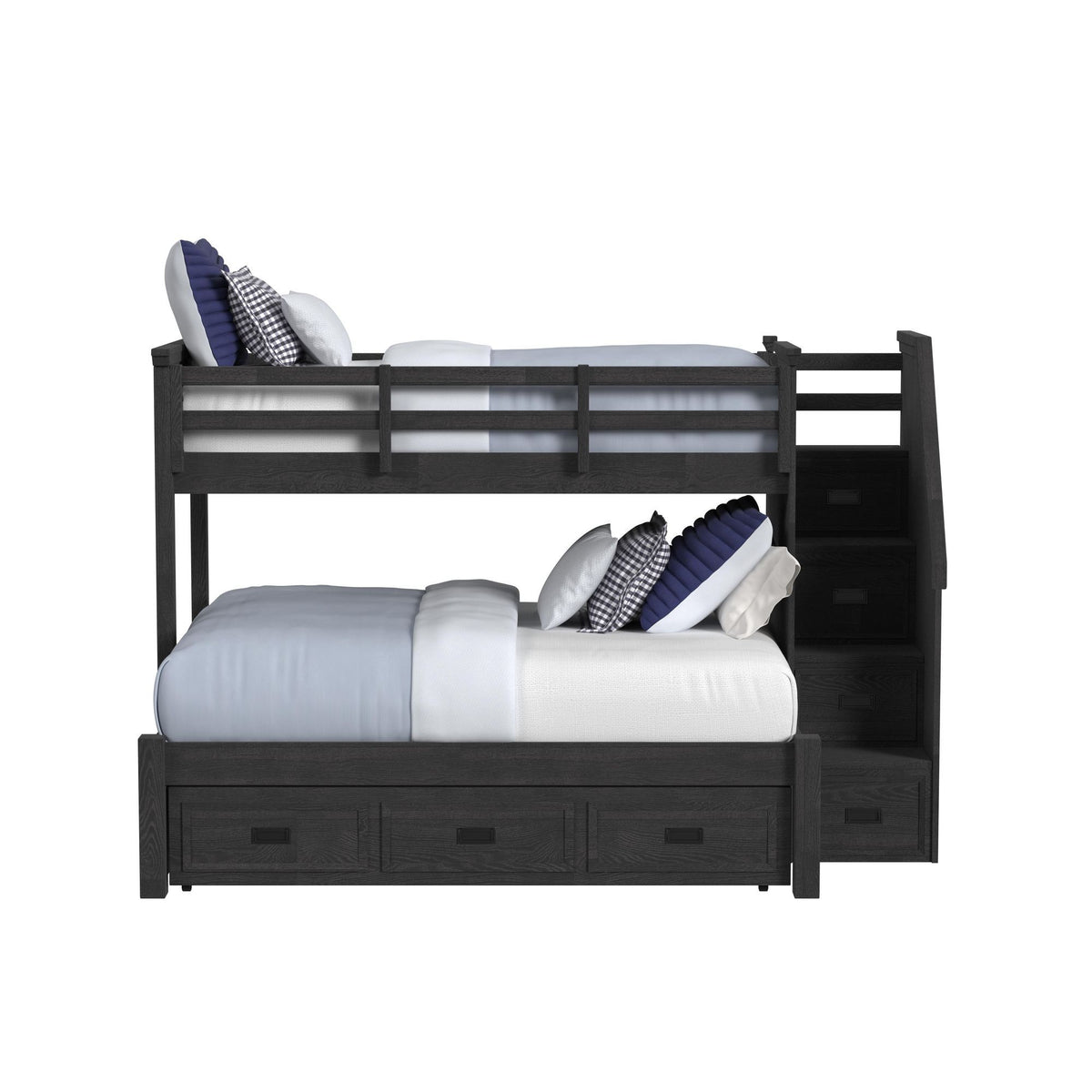 Hampton Kids Bunk With Staircase And Trundle in Black by Elements International, view 18