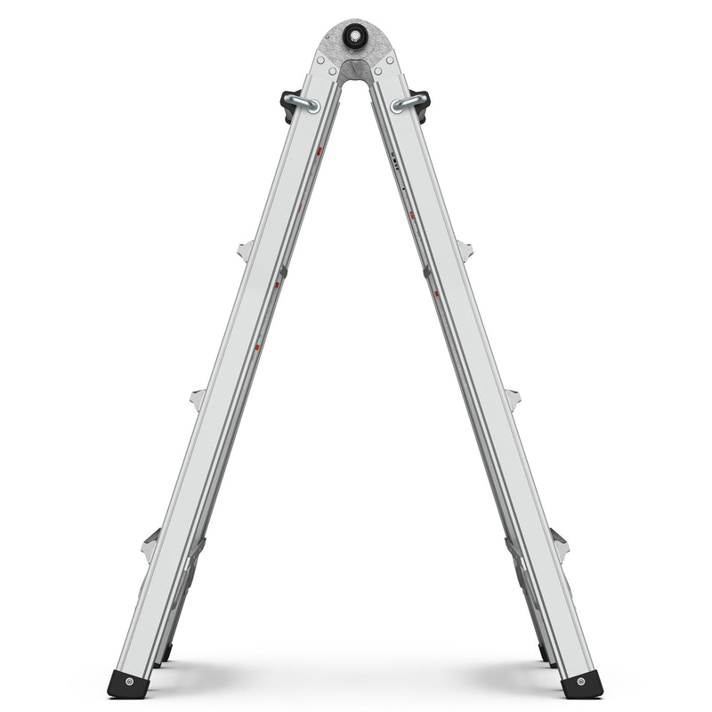 Multi-Position Foldable Aluminum Ladder, A-Frame And Straight Ladder, Ansi 250Lbs - Gray