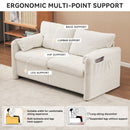Modern Loveseat Sofa 2 Seater Plush Chenille Fabric Couch With High Density Foam Cushions - Ivory White