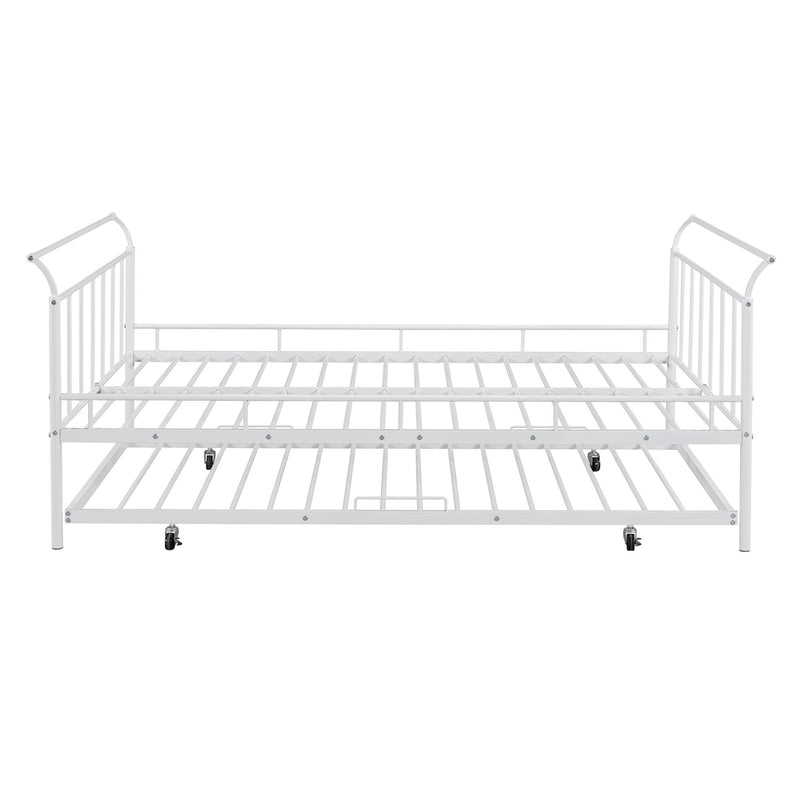 Metal Daybed With Curved Handle Design And Trundle