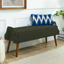 Modern Living Room Bench With Looped Yarn Fabric And Rubber Wooden Legs