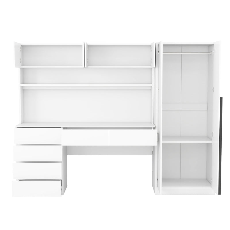 2 Door Wooden Storage Desk Wardrobe For Bedroom With Shelves And Drawers