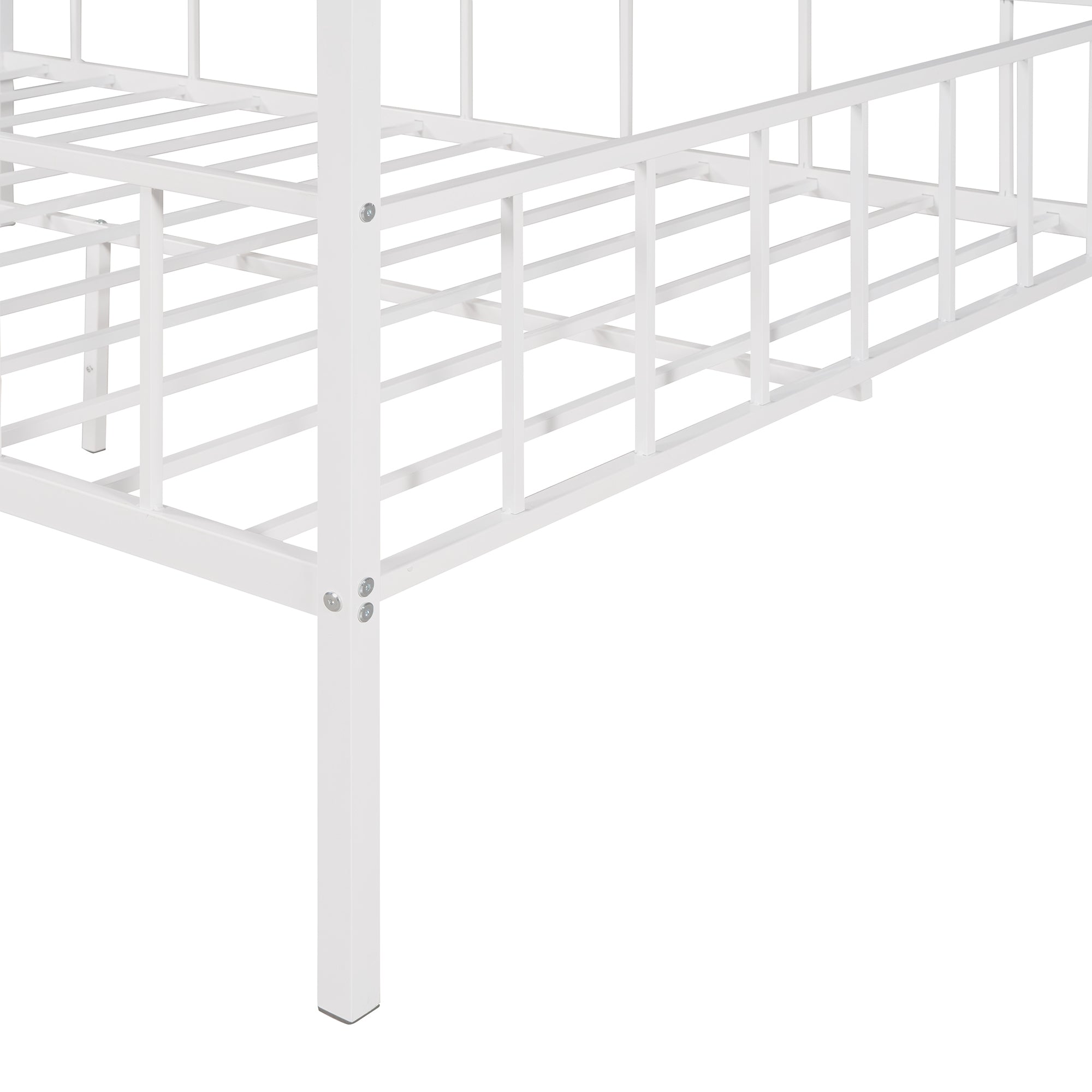 Metal House Bed Frame Full Size with Slatted Support No Box Spring Needed White - Atlantic Fine Furniture Melbourne FL