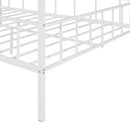 Metal House Bed Frame Full Size with Slatted Support No Box Spring Needed White