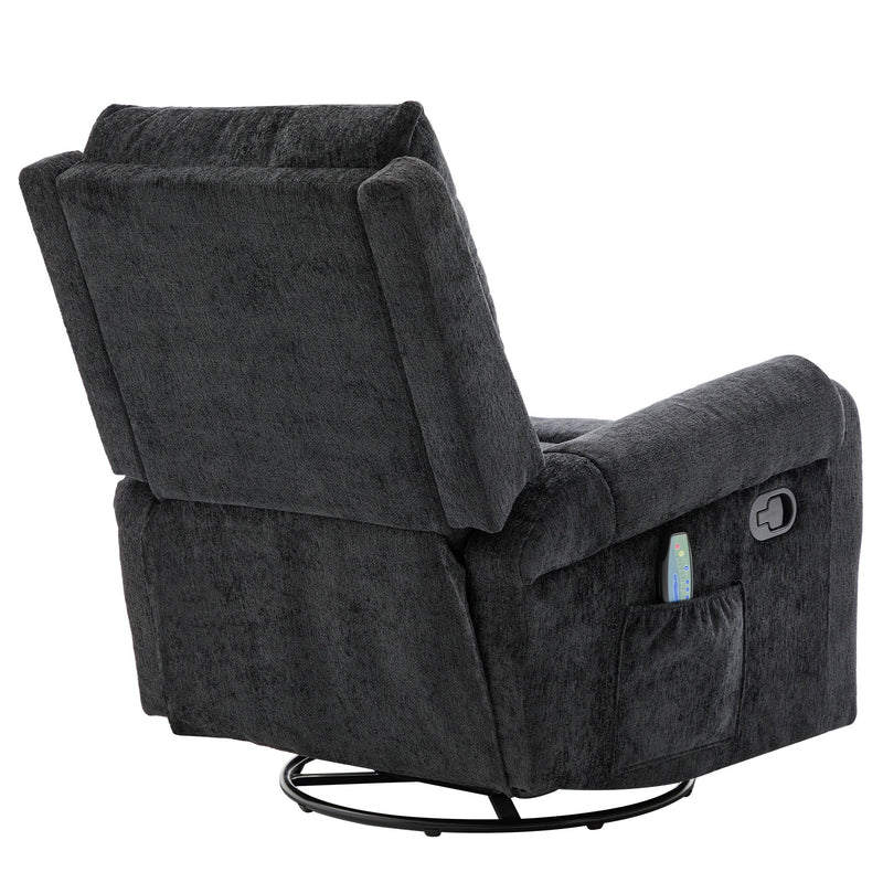 Manual Recliner Massage Chair With Swivel Rocker, 8 Massage Modes, Side Storage Pocket