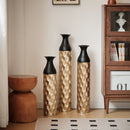 Floor Metal Vases (Set of 3) Gorgeous Home Decoration Large Glazed Metal Vases - Black / Gold