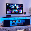 TV Stand LED Gaming Entertainment Center, Media Storage Console Table With Large Side Cabinet