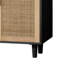 Elegant And Functional 4 Door Rattan Decorative Storage Cabinet