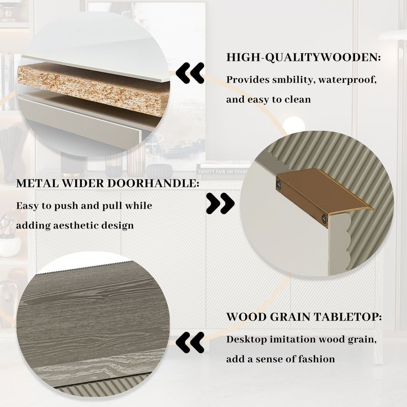 Buffet Cabinet With 4 Doors, Storage Sideboard For Living Room, Dining Room - Champagne