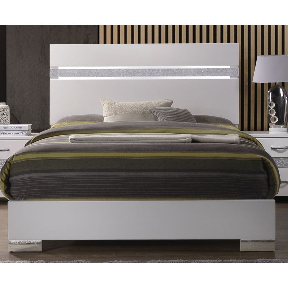 ACME Naima II Eastern King Bed in White High Gloss 26767EK - Atlantic Fine Furniture Melbourne FL