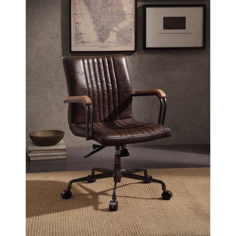 Joslin - Executive Office Chair - Distress Chocolate Top Grain Leather - Atlantic Fine Furniture Inc