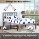 Twin Size Bed, Wood Platform Bed Frame with Headboard For Kids, Slatted, Gray