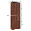 Tall Storage Cabinet with 8 Doors and 4 Shelves, Wall Storage Cabinet for Living Room, Kitchen, Office, Bedroom, Bathroom, Walnut