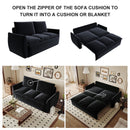 Pull Out Sofa Bed, 3 Seat Convertible Sleeper Sofa With 2 In 1 Pillow And Blanket Set
