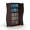 Multimedia Cabinet, 5 Sliding Dividers, Push to Open Magnetic Doors, 2 Fixed Shelves, 4 Adjustable Shelves in Espresso Brown
