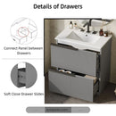 Fluted Bathroom Vanity With Ceramic Sink, Freestanding Cabinet