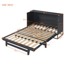 Murphy Bed With Frosted Glass Doors Design, Fake Drawers, Metal Legs