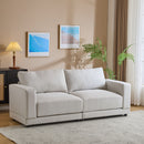 Modern Square Arm Sofa With Soft Fabric Upholstery, Deep Cushions