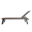 Waterloo - Chaise Lounge With Attached Wood Side Table (Set of 2) Adjustable Eucalyptus Wood And - Gray / Black