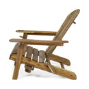 Outdoor Adirondack Chair With Slat Back And Cup Holder - Natural