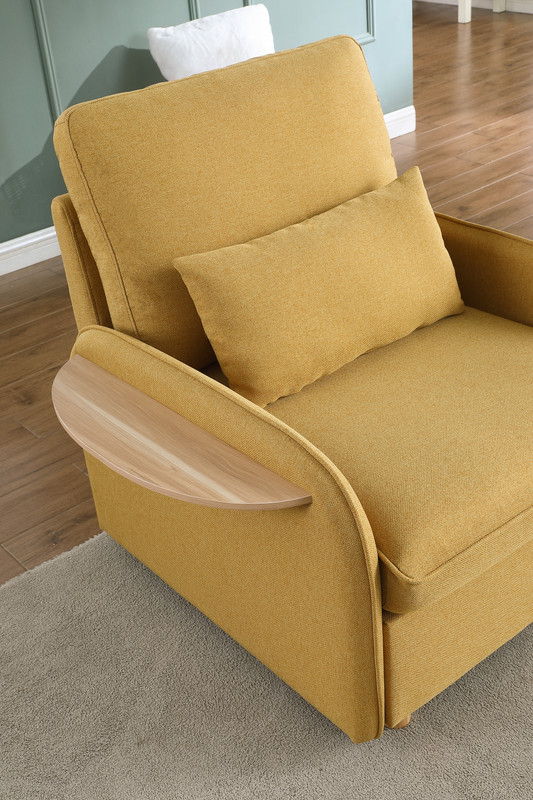 Huckleberry - Linen Accent Chair With Storage Ottoman And Folding Side Table