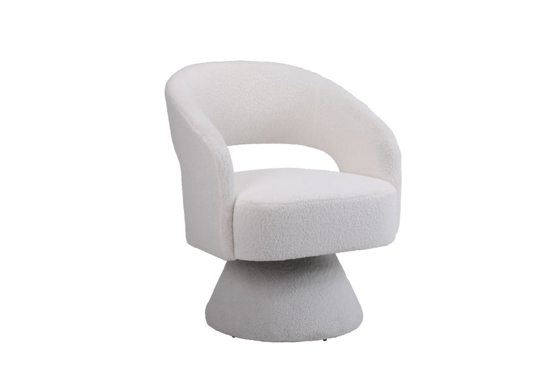 Swivel Accent Chair Armchair, Round Barrel Chair For Living Room Bedroom - Teddy Fabric