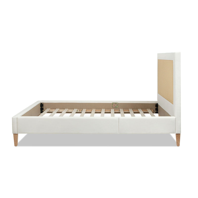 Haley - Upholstered Cane Back Platform Bed