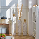 Floor Metal Vases Decorated Metal Vases (Set of 3) Gorgeous Home Decoration Large Glazed Metal Vases - White / Gold