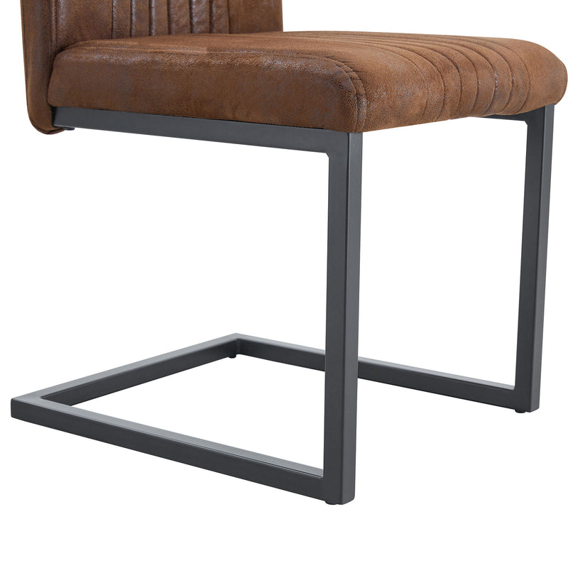 Ergonomic Technology Fabric Dining Chairs With Black Metal Legs, Comfortably Simple Design, (Set of 4) - Brown