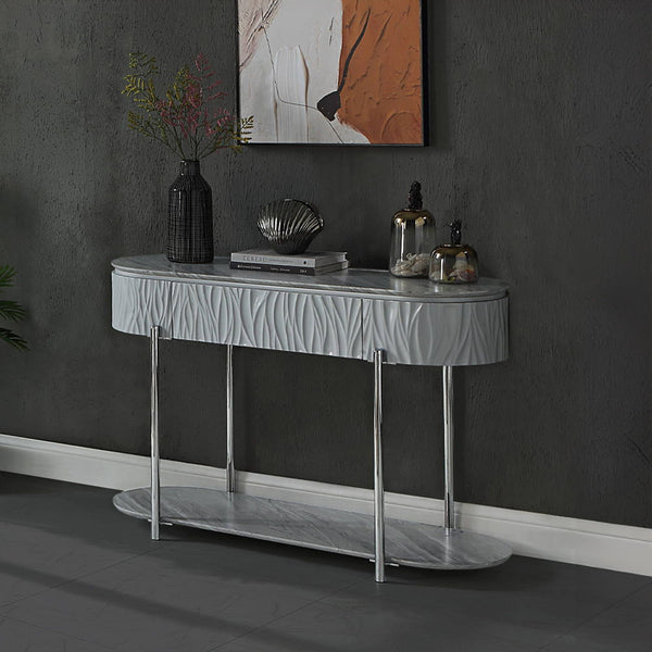 Yukino - Sofa Table - Gray High & Chrome