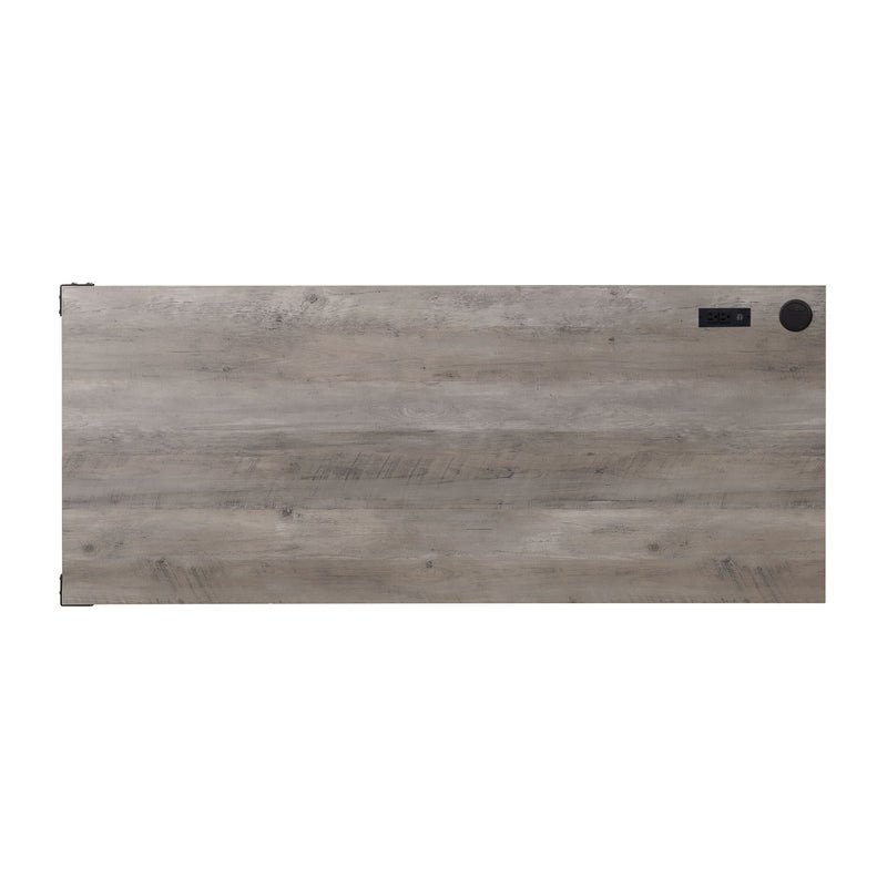 Zakwani - Writing Desk With USB - Gray Oak & Black