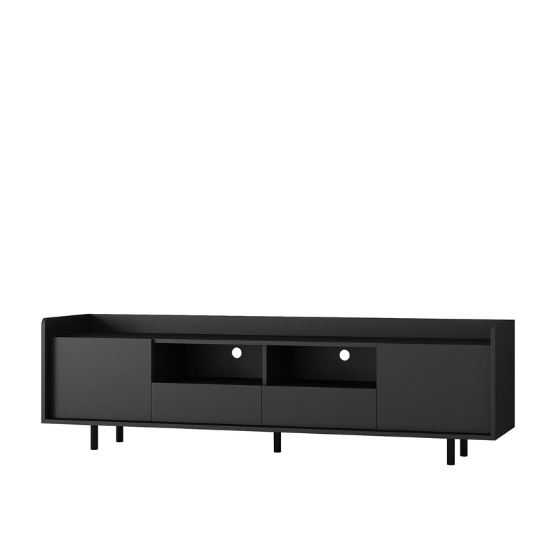 High Gloss TV Stand With LED Light For TVs, Modern Home Entertainment Center With Open Shelves And Drawers, Media Console TV Stand For Living Room - Black