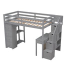 Loft Bed With Storage Drawers, Desk And Stairs With Shelves