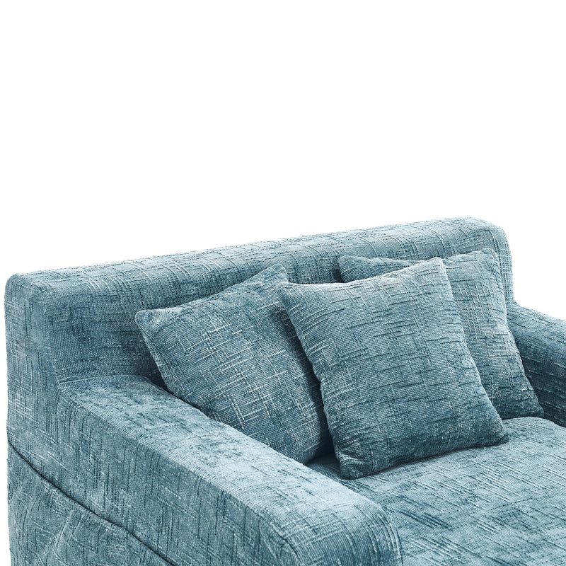 Chenille Interior Lazy Sofa Chaise Longue Armchair With 3 Pillows And Armrests
