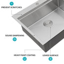 Single Bowl Workstation Kitchen Sink With Cup Washer 16 Gauge Stainless Steel - Black / Gray