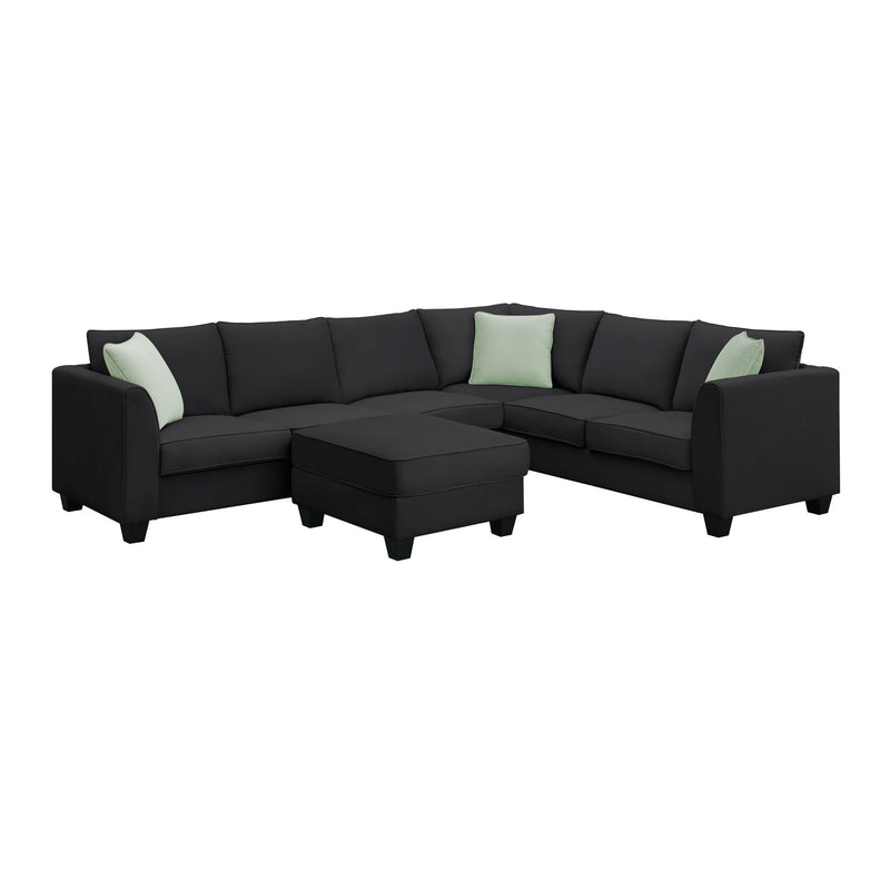 Sectional Sofa Couches Living Room Sets, 7 Seats Modular Sectional Sofa With Ottoman, L Shape Fabric Sofa Corner Couch Set With 3 Pillows