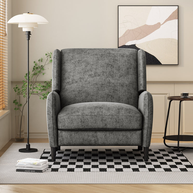 Oversized Textured Fabric Pushback Recliner