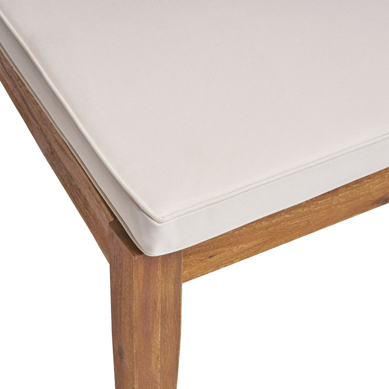 Outdoor Armless Dining Chair With Cushions (Set of 2) - Natural / Beige