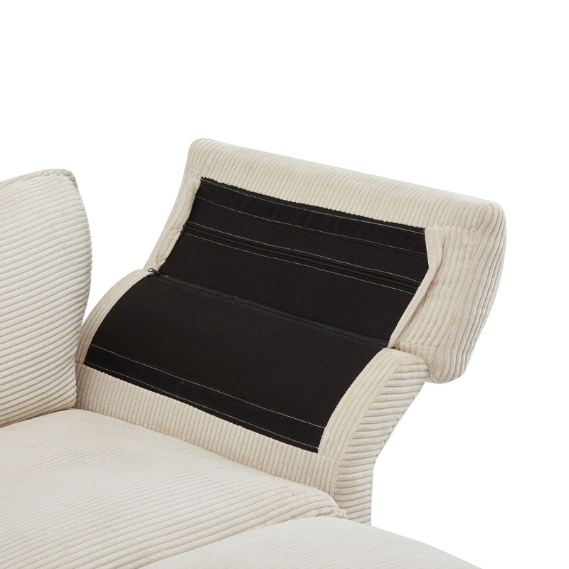 Modern Corduroy Deep Seat Sectional Sofa With Ottoman