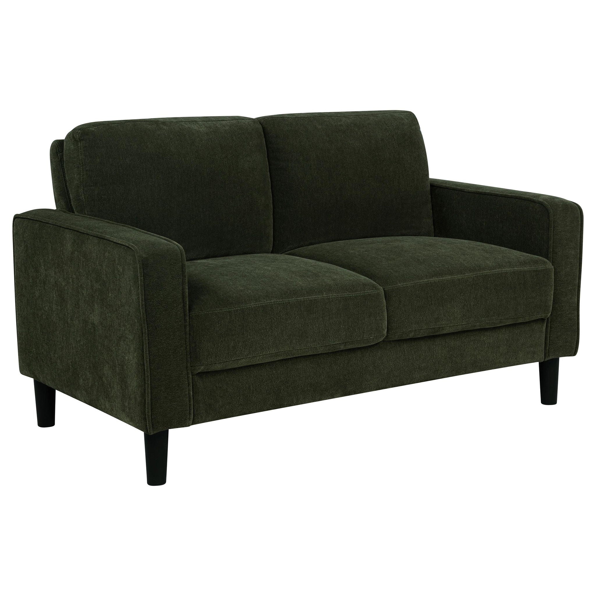 Ruth Fabric Upholstered Track Arm Loveseat Matcha Green