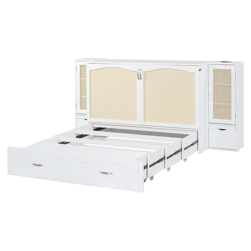 Murphy Wall Bed With Drawer And Rattan Decoration